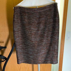 ANN TAYLOR BURGUNDY MOTO TWEED SKIRT Sz8